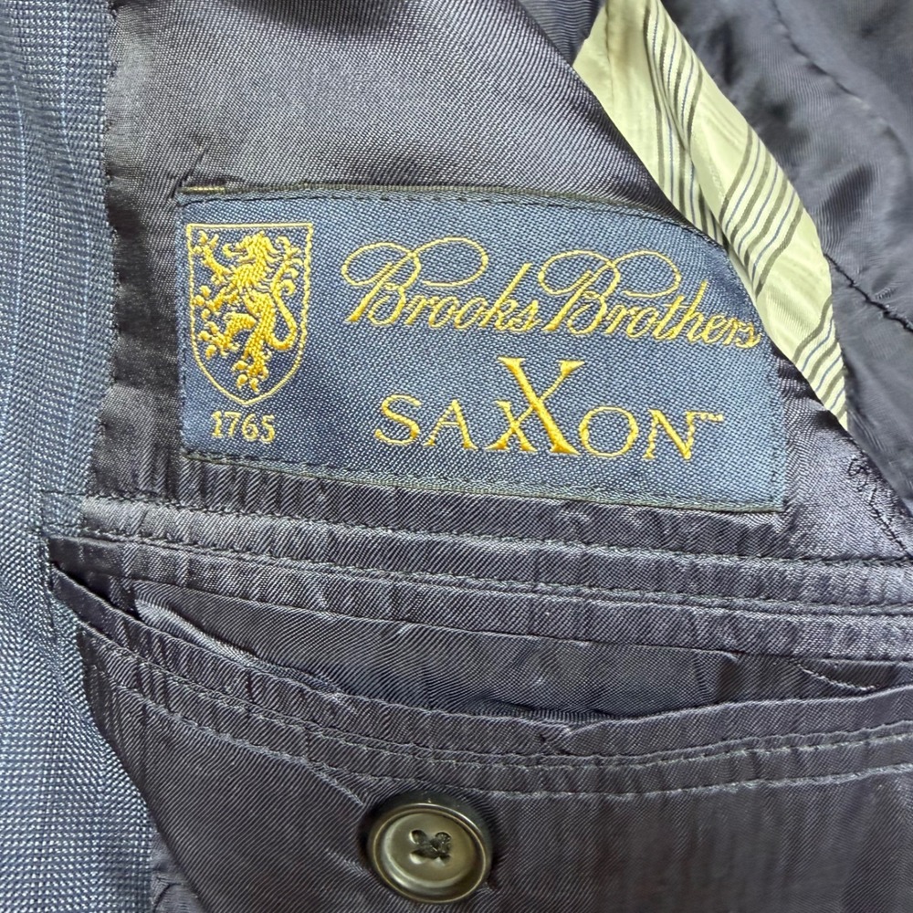Brooks Brothers 1818 Madison Saxon Wool Blazer 42S Blue Micro‎ Check Sport Coat - Picture 5 of 10